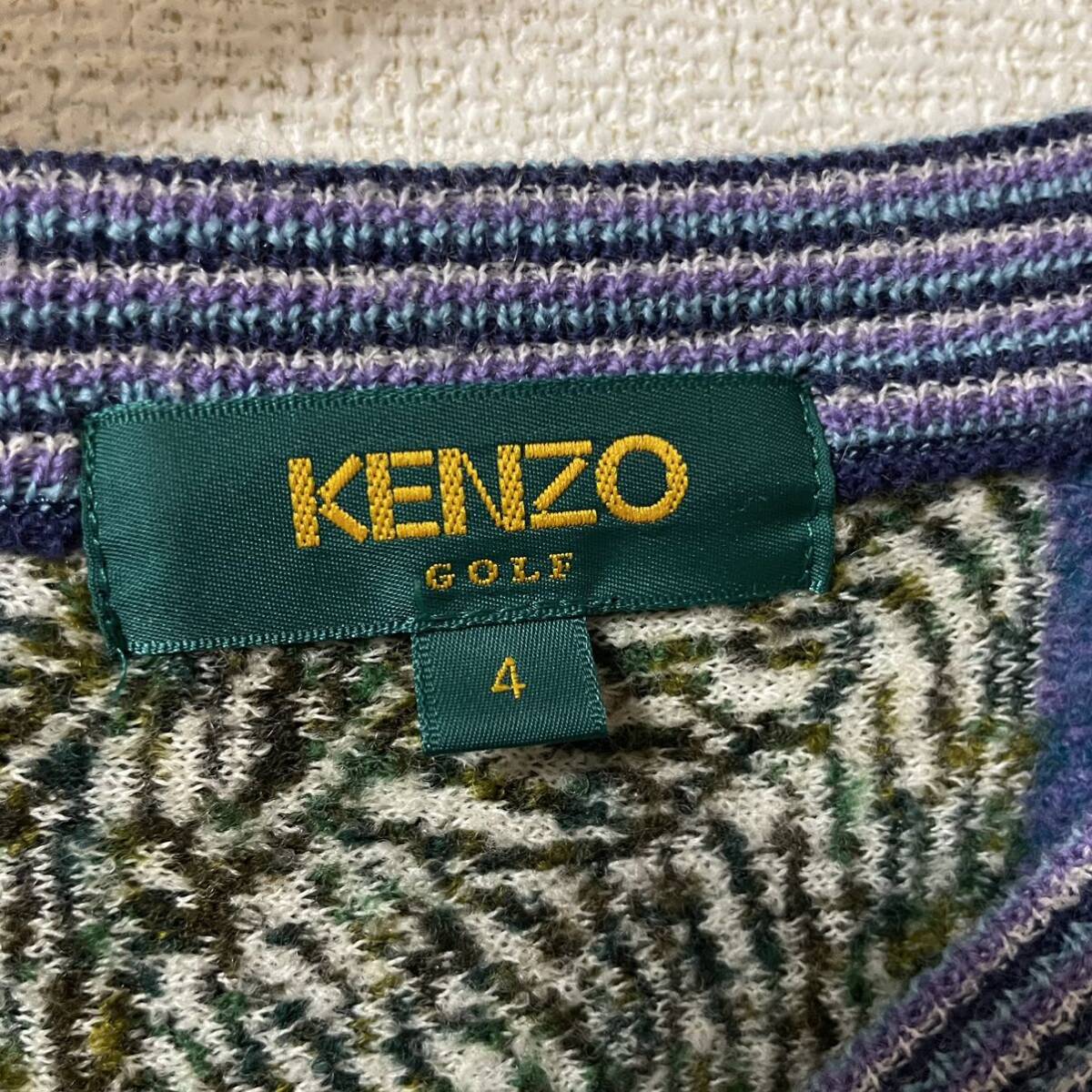 KENZO ケンゾー　GOLF ヴィンテージ　ビンテージ　古着　ニット　セーター　総柄　個性派　アンティーク　メンズ　4_画像7