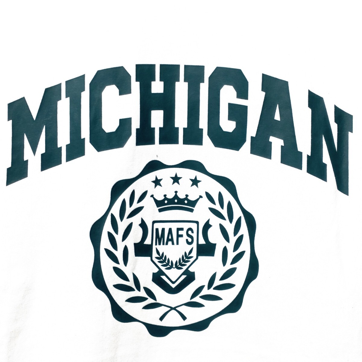 特価/未使用【サイズ=LL(XL)】MICHIGAN/英字プリント/メンズ/七分袖/Tシャツ/胸囲=104～112cm/white_画像2