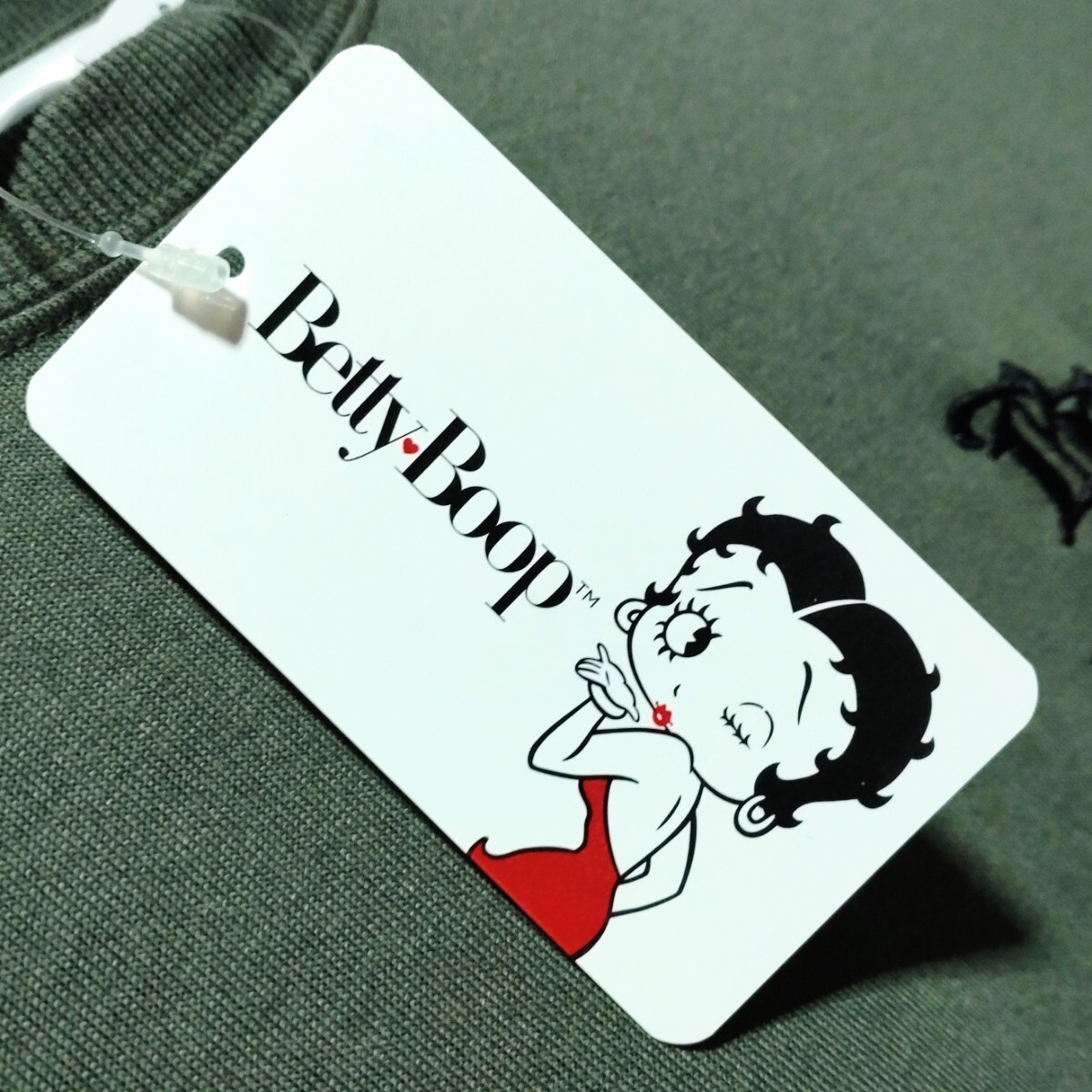 特価/未使用【サイズ=5L(4XL)】BETTY BOOP/ベティ ブープ/バイカーベティ/メンズ/長袖/Tシャツ/胸囲=116～124cm/khaki_画像7