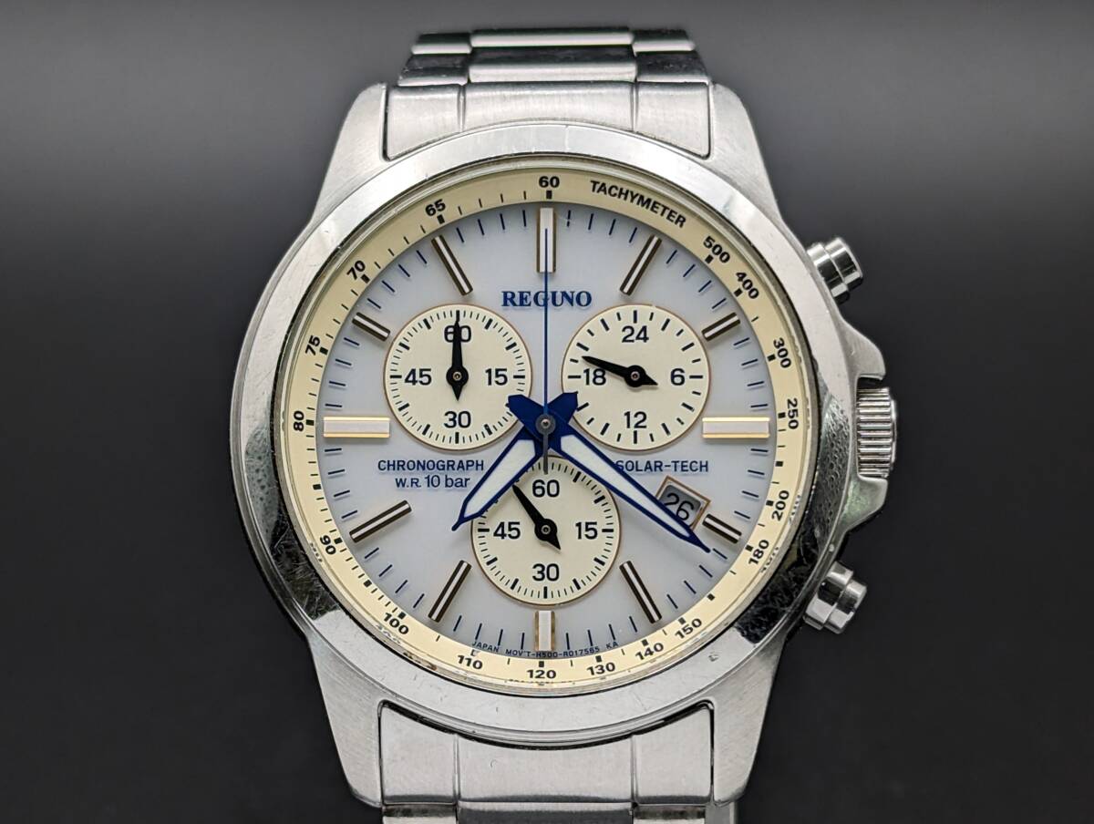 【中古 稼働品】 CITIZEN シチズン REGUNO レグノ H500-R004778 クロノグラフ メンズ ソーラー クォーツ 腕時計 現状品 (k-0566)_画像1