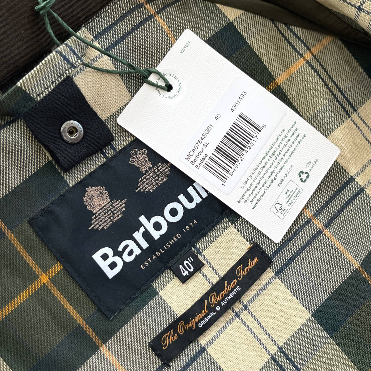 【新品】Barbour BEDALE SL JACKET 2Layer ビデイル 2レイヤー ジャケット 40_画像3