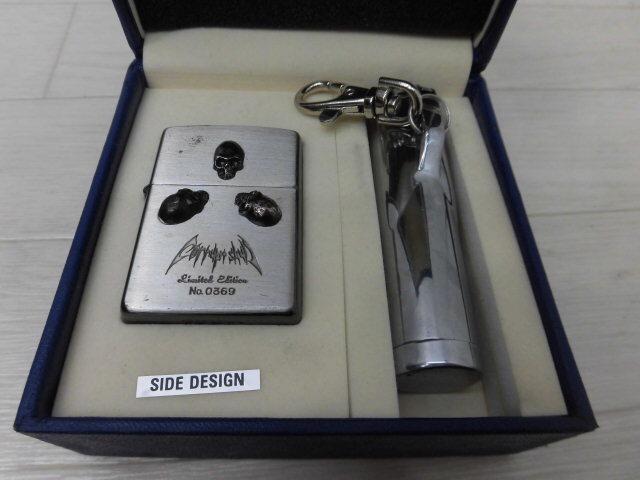 Zippo・ジッポ ライターリミテッドエディション スカル Limited Edition SIDE DESIGN・携帯灰皿付き キレイ☆管理318-41