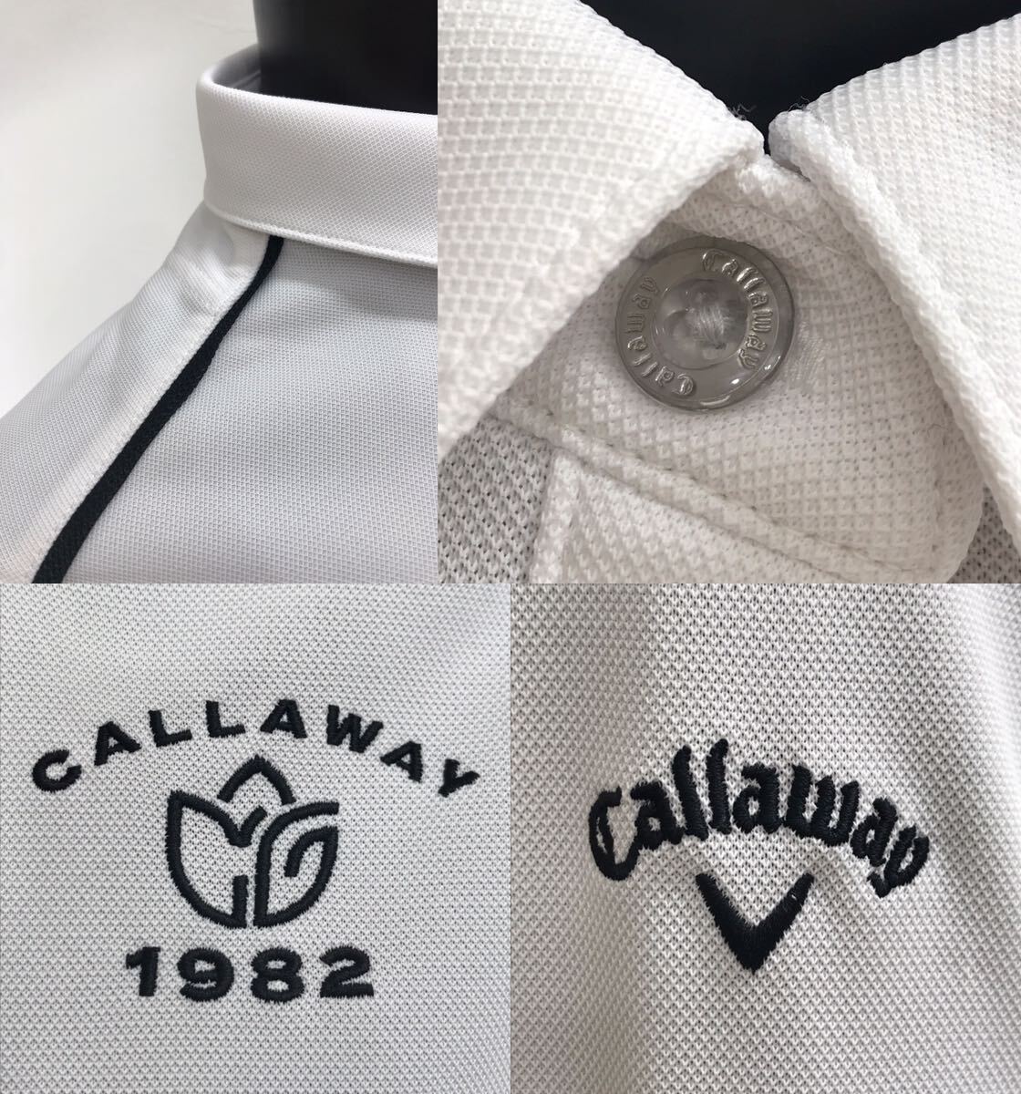 【USED】Callaway キャロウェイ ポリエステル 長袖 ポロシャツ ロゴ刺繍 ホワイト 白 レディース L ゴルフウェアの画像7