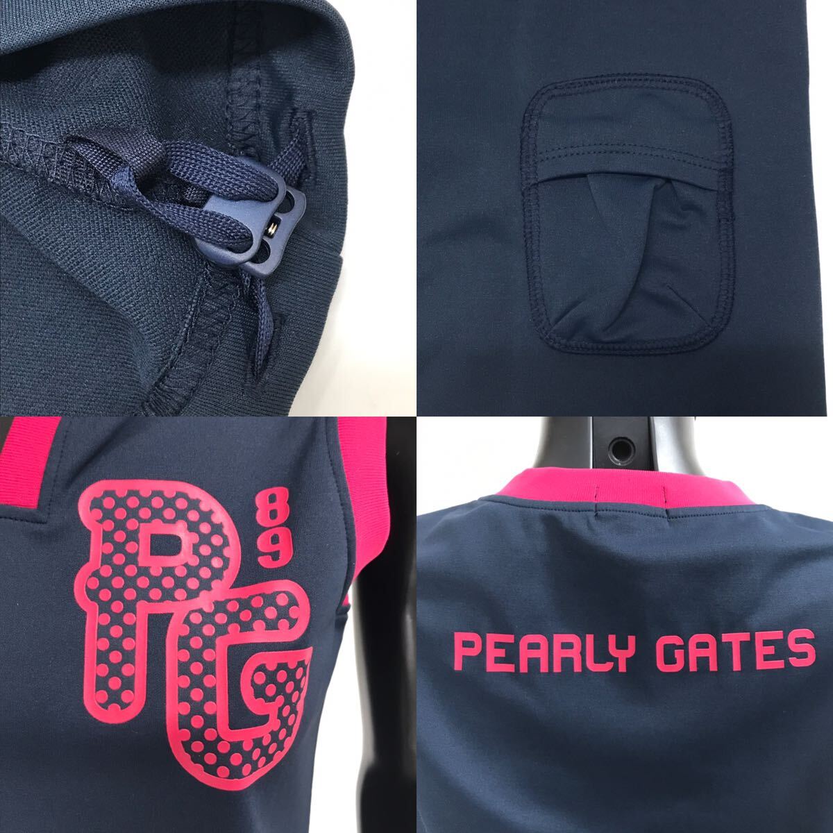 【USED】PEARLY GATES パーリーゲイツ ポリエステル Vネック ベスト ネイビー 紺 レディース 1 ゴルフウェア_画像8