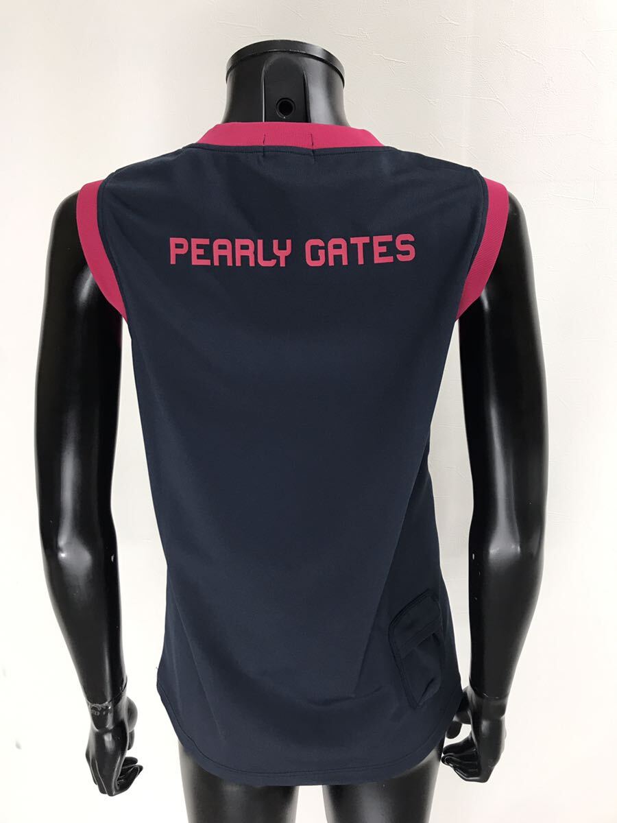 【USED】PEARLY GATES パーリーゲイツ ポリエステル Vネック ベスト ネイビー 紺 レディース 1 ゴルフウェア_画像3