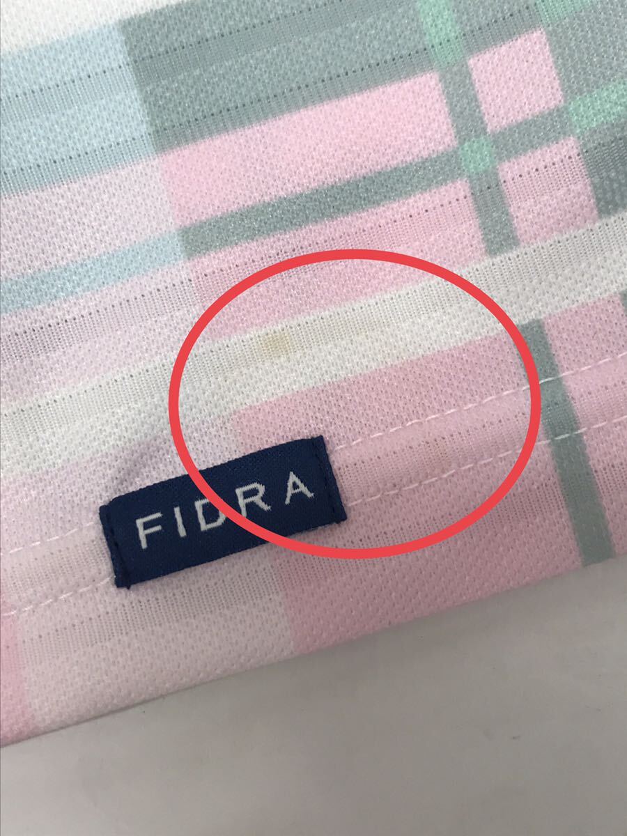 【USED】FIDRA フィドラ ポリエステル 半袖 ポロシャツ ロゴ刺繍 チェック柄 ピンク レディース S ゴルフウェア_画像8