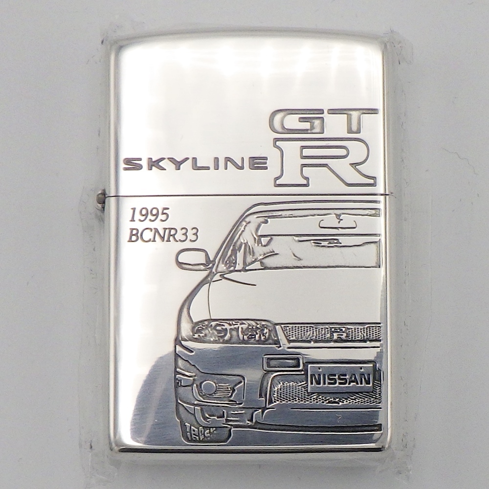 C24-488【未使用】ZIPPO ジッポー NISSAN 日産 SKYLINE スカイライン GT-R BCNR33 1995 オイルライター シリアルナンバー入り 箱付き_画像2