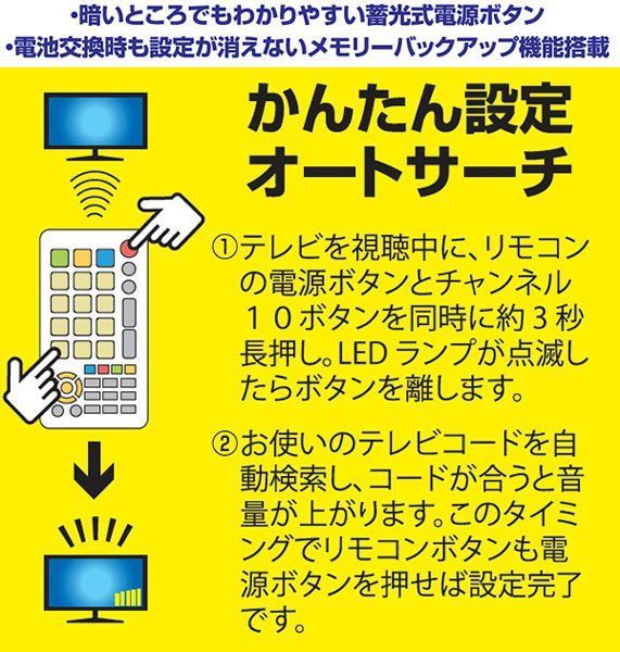 山善 YAMAZEN キュリオム テレビ リモコン (プレーヤー/チューナー対応) (未使用新品) の出品ですの画像2