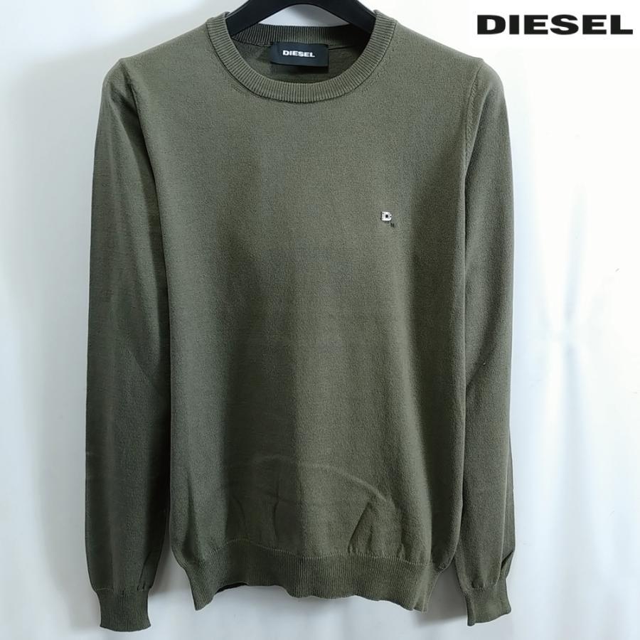 S/新品 DIESEL ディーゼル ニット セーター 綿 ハイゲージ ブランド MANIKYLOGO カーキ_画像1