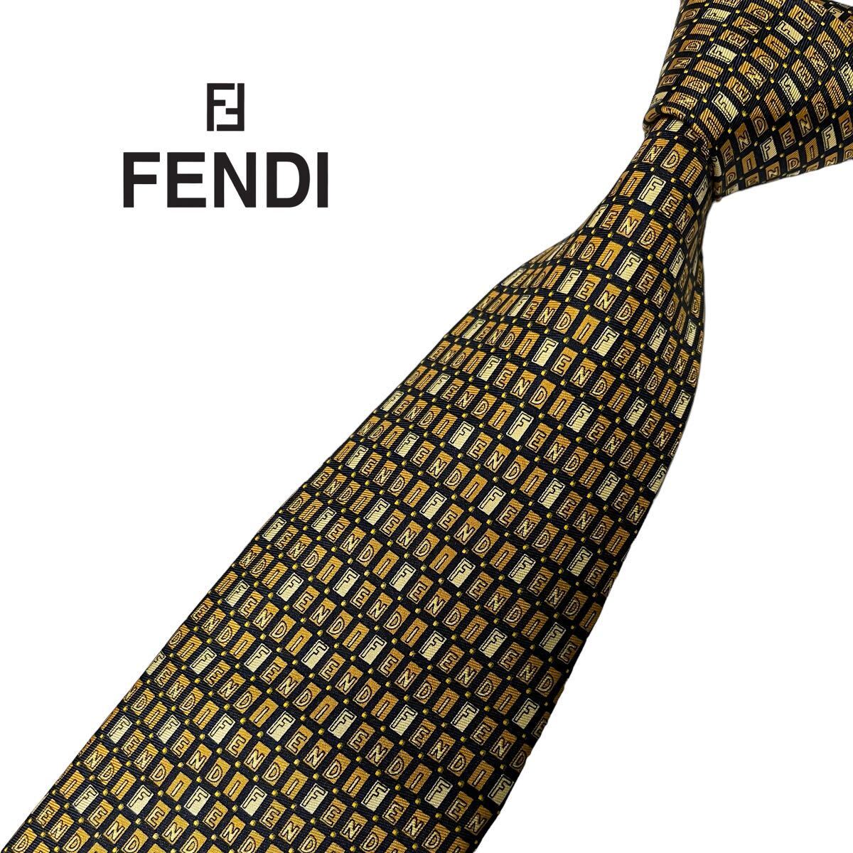 FENDI ネクタイ ロゴ柄 格子柄 ドット柄 フェンディ USED 中古 m840_画像1