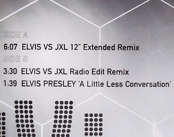 【新品】廃盤 12' レコード ★ 2002年 Orig 盤 Elvis Presley VS JXL A Little Less Conversation REMIX リミックス エルヴィス プレスリー_画像4