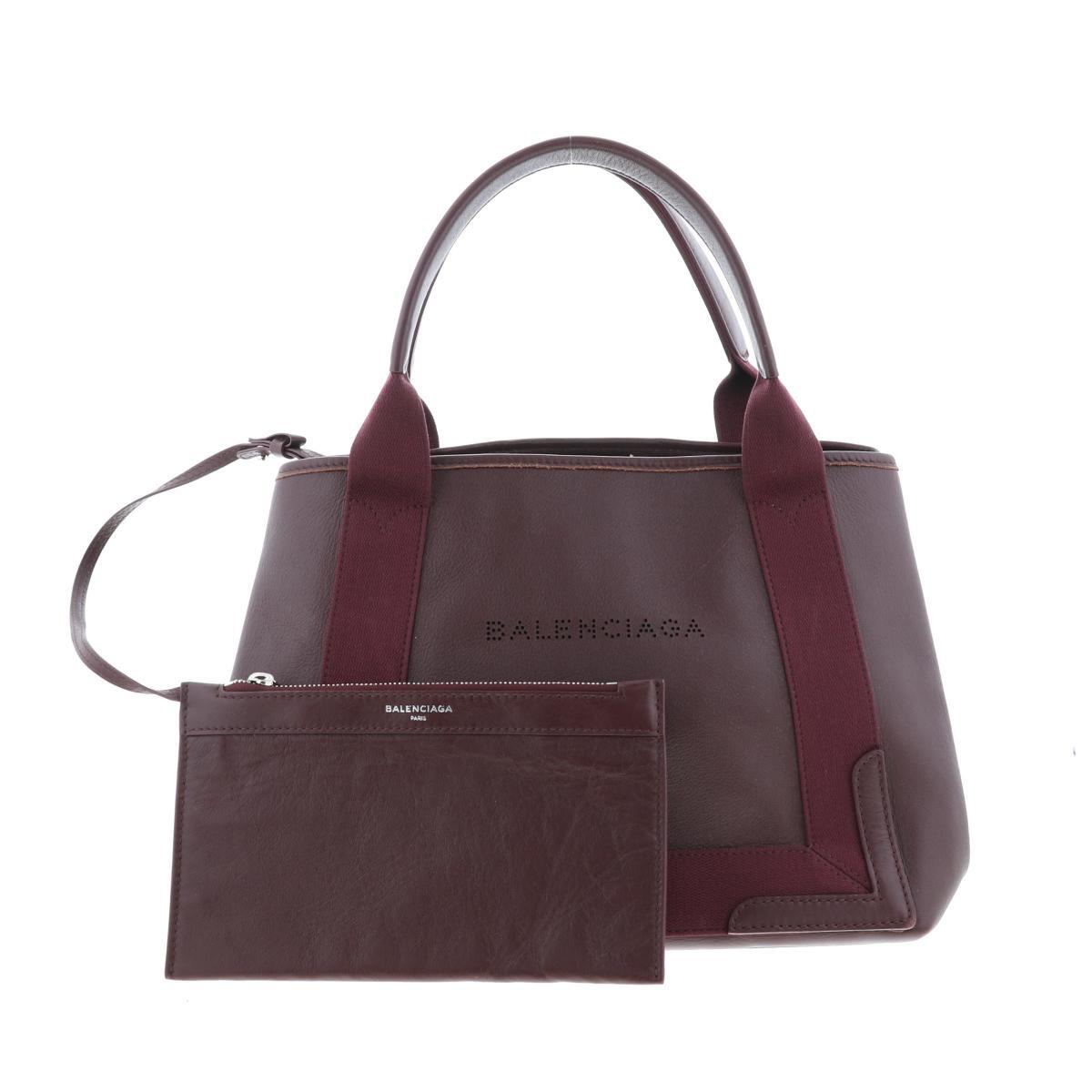 BALENCIAGA バレンシアガ バッグ ハンドバッグ 339933 Bordeaux Canvas/CalfLeather ネイビー カバ S トートバッグ