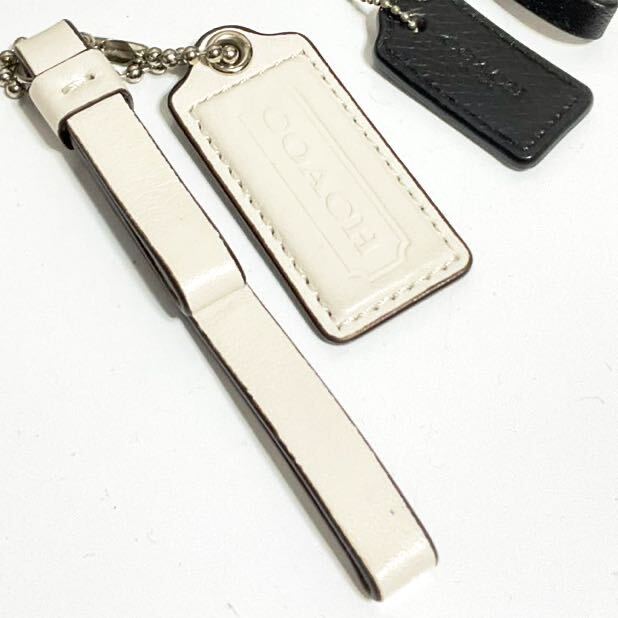  Coach coach leather strap 2 kind set black white key holder key charm bag charm postage 185 jpy 