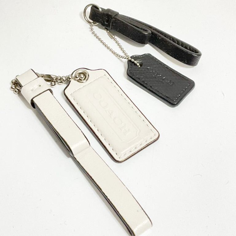  Coach coach leather strap 2 kind set black white key holder key charm bag charm postage 185 jpy 