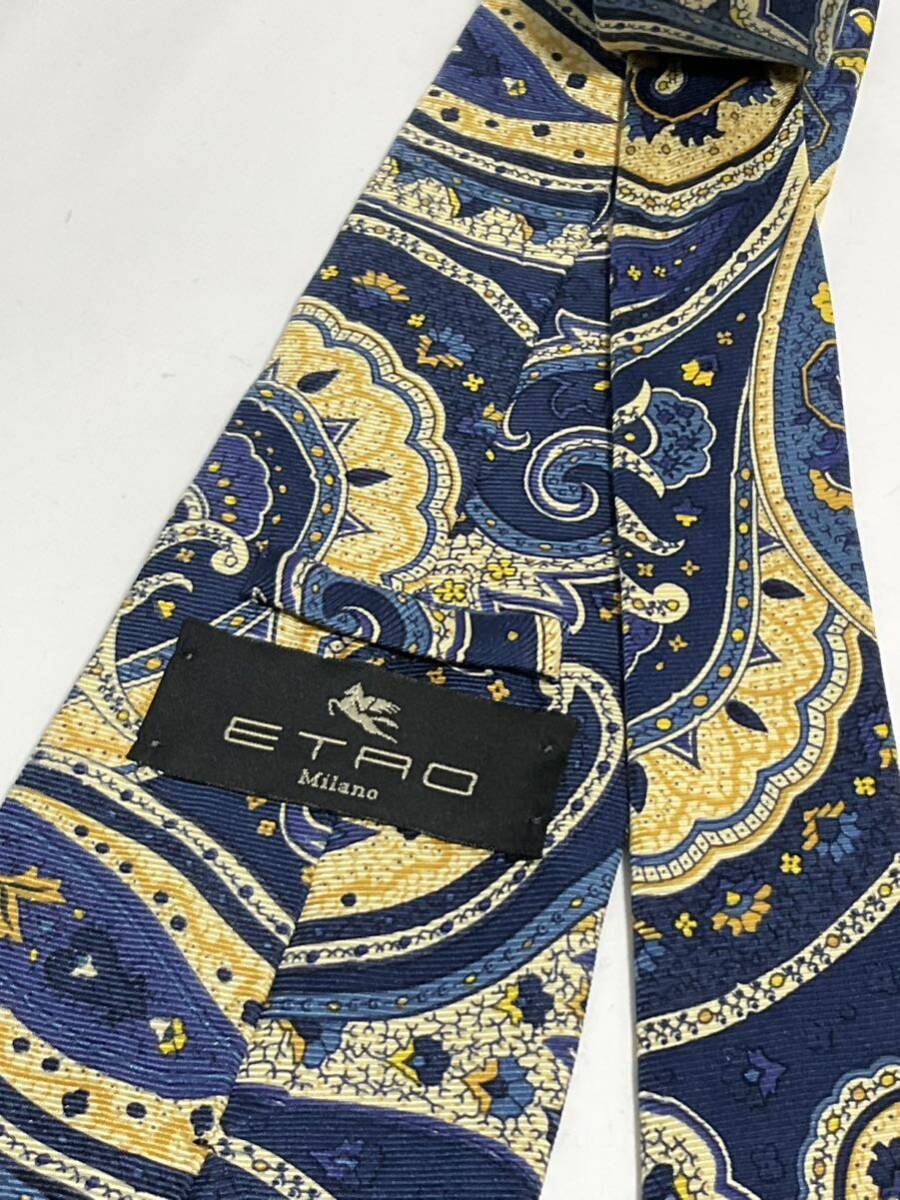 エトロ ETRO ネクタイ　ブルー系　ペイズリー柄　送料185円（追跡付）　ブランドネクタイ_画像4