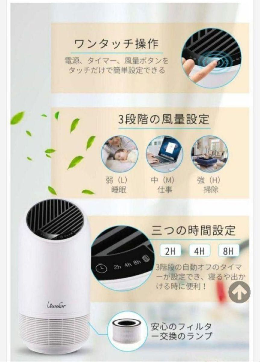 未使用品！15畳対応　小型空気清浄機　卓上　景品　プレゼント　花粉対策　ウィルス対策　 コンパクト 脱臭 ペット ハウスダスト