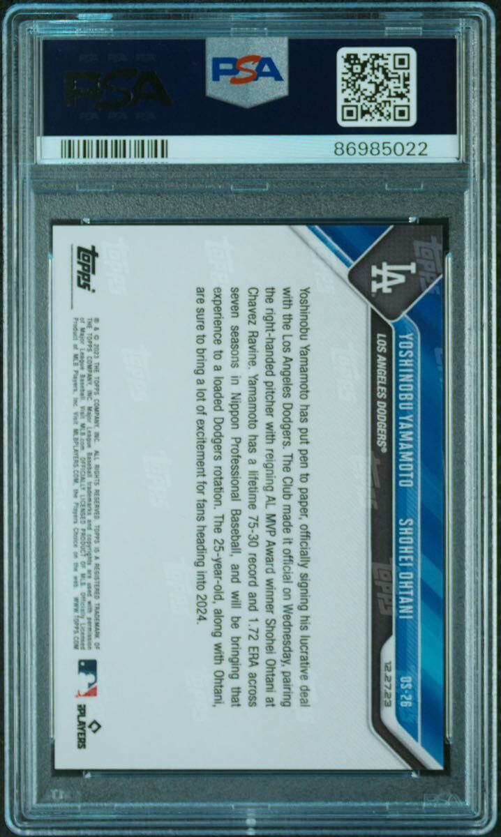 PSA10鑑定済み Topps now 2023 os26大谷翔平 山本由伸 ドジャース 入団会見記念 gem mint shohei ohtani yamamoto dodgers PSA鑑定済み　　_画像3