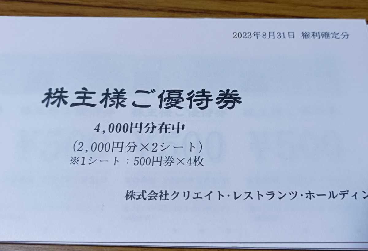 ■クリエイトレストランツ　株主優待券　16,000円分_画像2