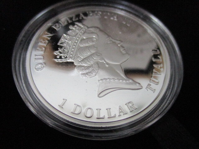 2010年 ツバル 1ドル銀貨 プルーフ貨幣 タツノオトシゴ 925 クリスタル_画像3