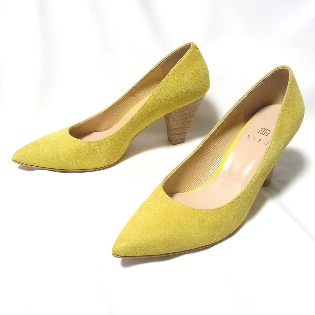  ultimate beautiful goods EIZOeizo- mustard color leather pumps 23cm 23.0cm* made in Japan * heel 7.5cm* heel decrease none * natural leather 