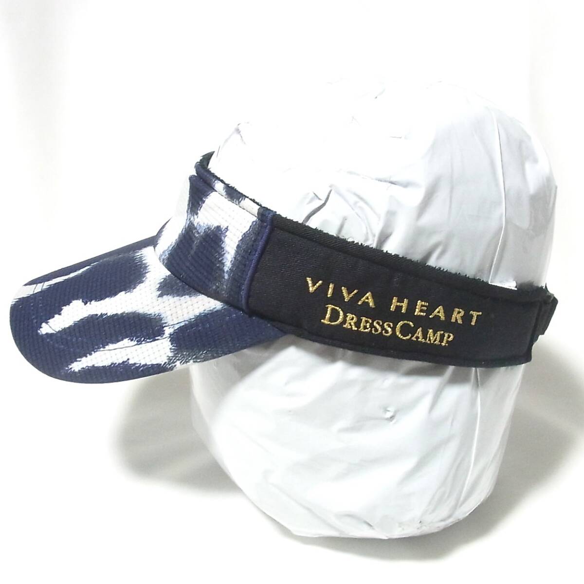 VIVA HEART × DRESSCAMP ドレスキャンプ 総柄 サンバイザー ネイビー◎ビバハート バイザー◎洗浄済み◎送料無料