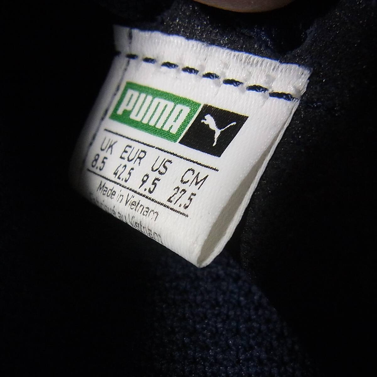 美品 PUMA プーマ CLYDE SOCK SELECT ソック型 本革スニーカー 27.5cm◎ネイビー 紺◎サイド部分はレザー製の画像5