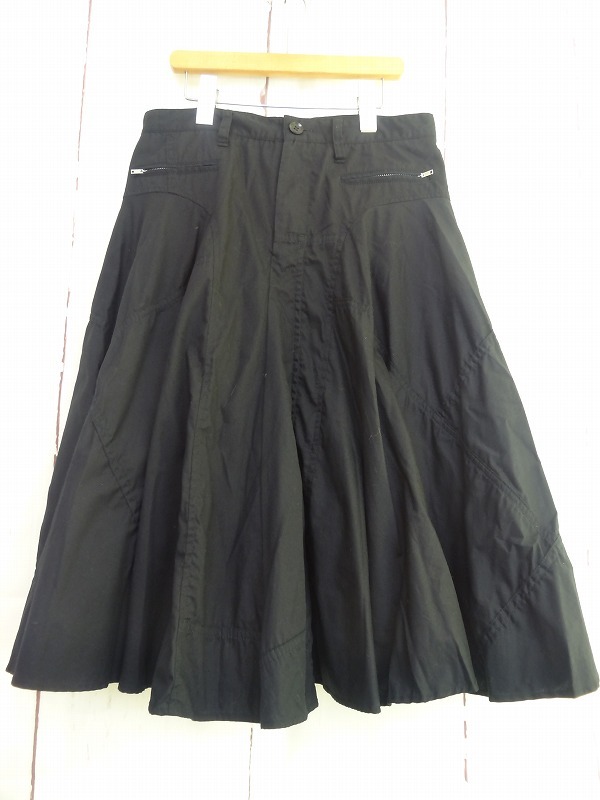 Y's ワイズ デザインスカート ブラック 綿100% 2 YG-S01-006 フレアスカート