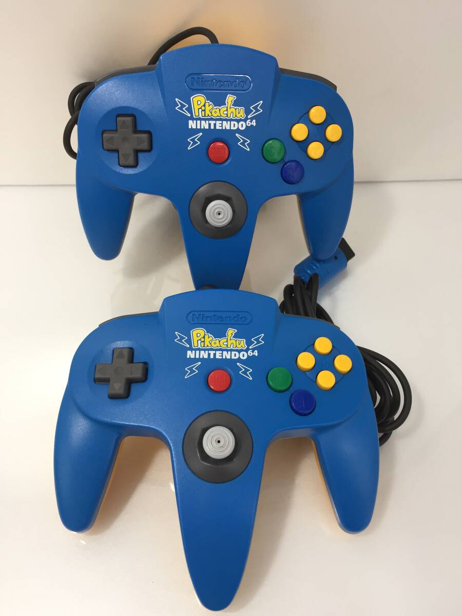 g173803　【中古】NINTENDO64 本体 ピカチュウ ブルー＆イエロー コントローラー２個付 ニンテンドー N64 動作確認済_画像9