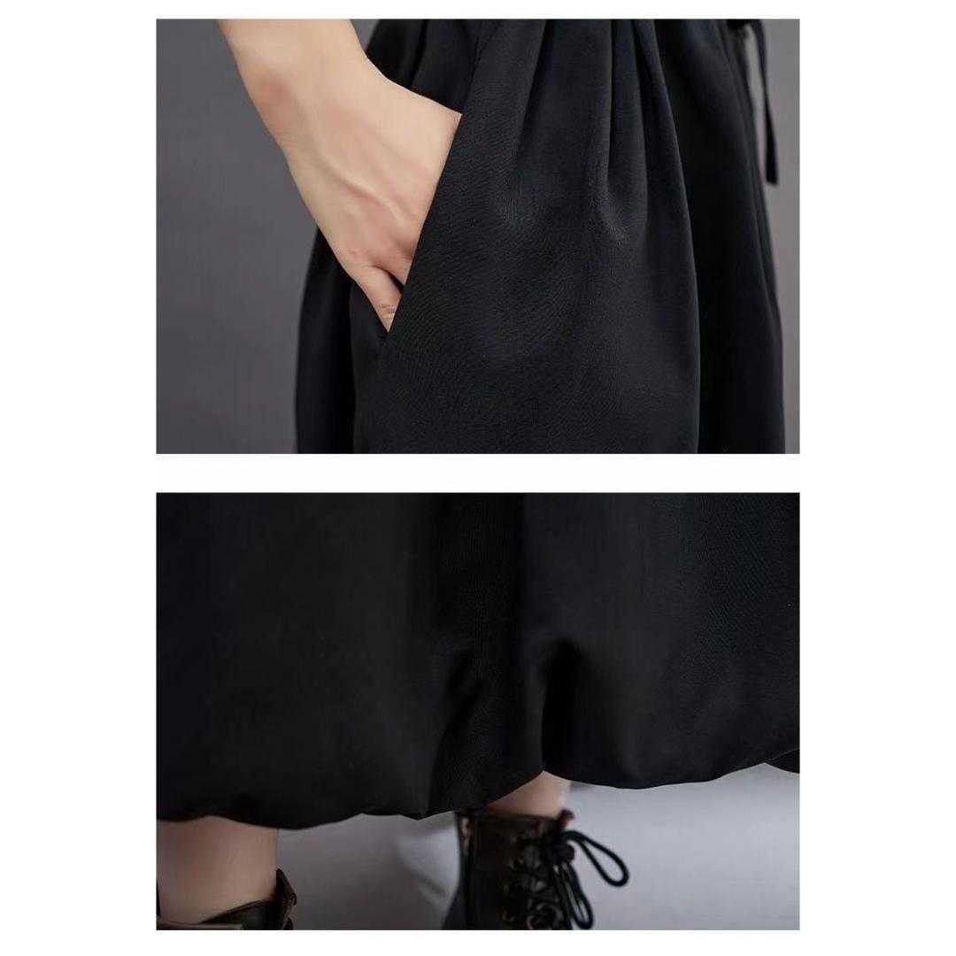 ゆったり ロング バルーン スカート XL 黒 フレア マキシ丈 ブラック