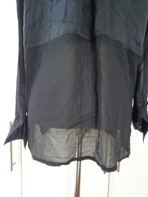 ☆MARCELLO 　イタリア製　シルク100 長袖シースルーブラウス　黒　絹　ゆったりサイズ_画像7
