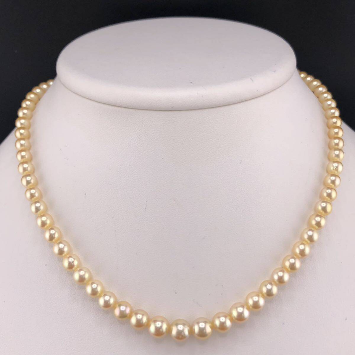 E03-1135 パールネックレス 4.0mm~6.5mm 39cm 18g ( Pearl necklace SILVER accessory )_画像1