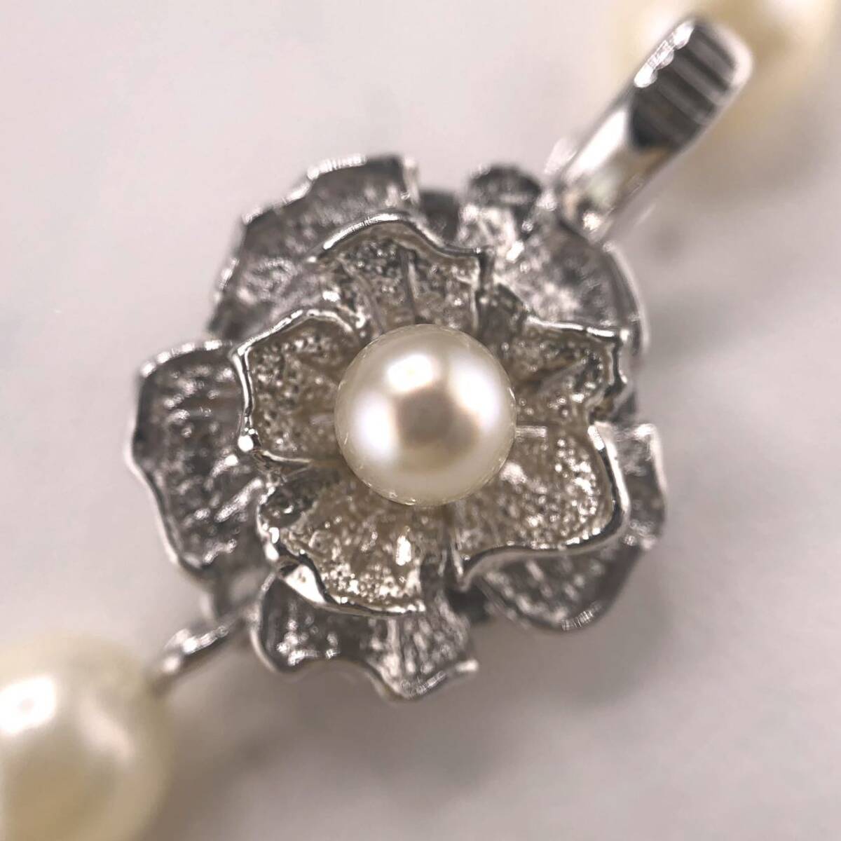 E03-2626 アコヤパールネックレス 6.0mm~6.5mm 39cm 25g ( アコヤ真珠 Pearl necklace SILVER )_画像3