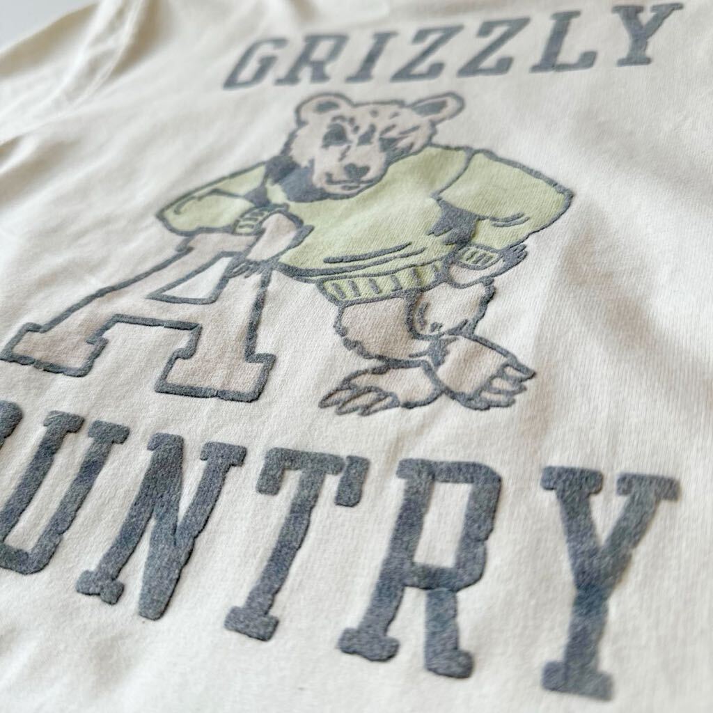 訳あり アバクロ Abercrombie & Fitch Tシャツ 熊 グリズリー XS(表記S) オフ白 カレッジ ヴィンテージ 古着風 スクール grizzly country_画像5