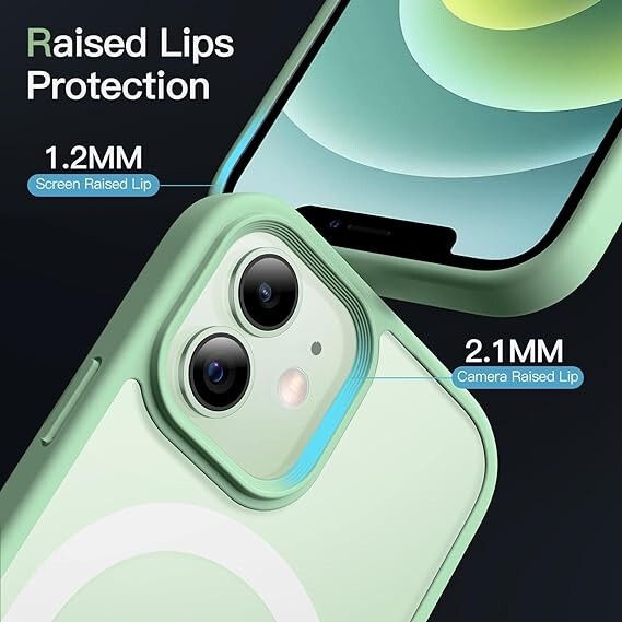 JEDirect iPhone 12 mini 5.4インチ用 マグネット ケース MagSafeに対応 半透明のマット背面 薄型_画像6