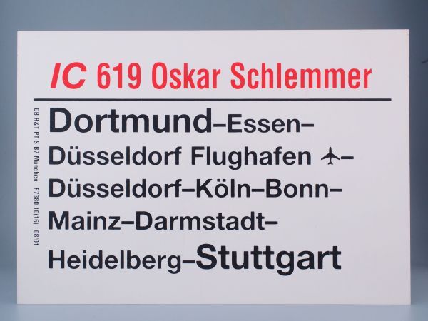 DB ドイツ国鉄 サボ IC インターシティ 619 Oskar Schlemmer号 Dortmund - Stuttgartの画像1