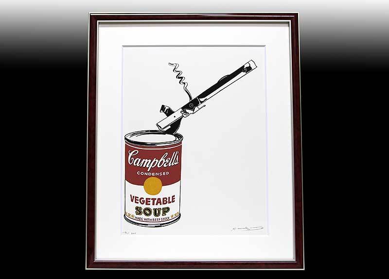 アンディ・ウォーホル 証明書 シルク 直筆サイン「Campbell’s Soup Can with Can Opener 　116/300」真作保証_画像1