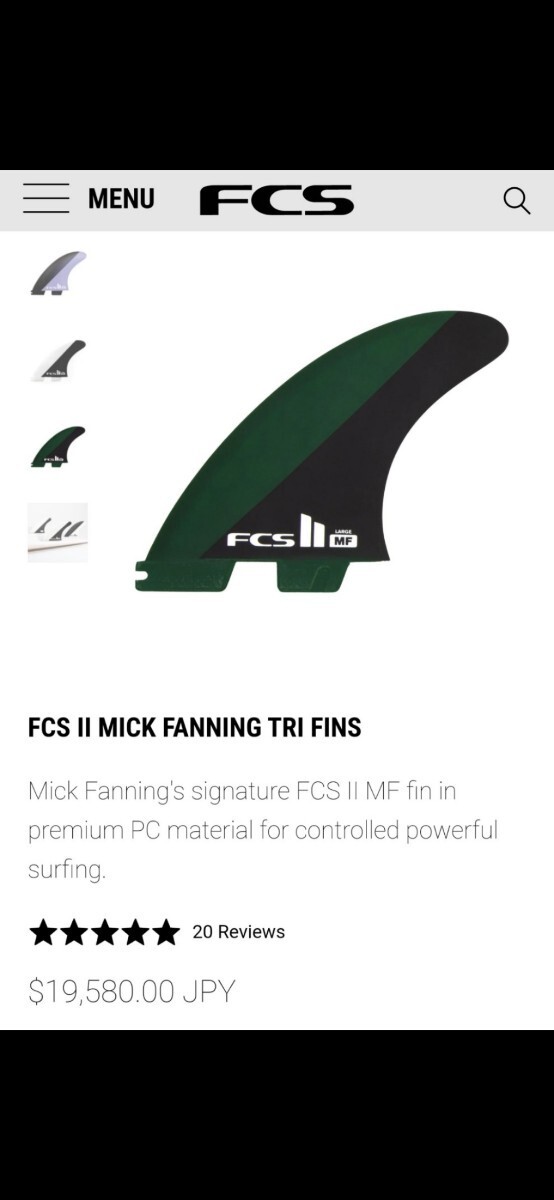 送料無料！新品FCS2 MF ミック・ファニングシグネチャーモデルのLサイズ ブラック/オリーブ