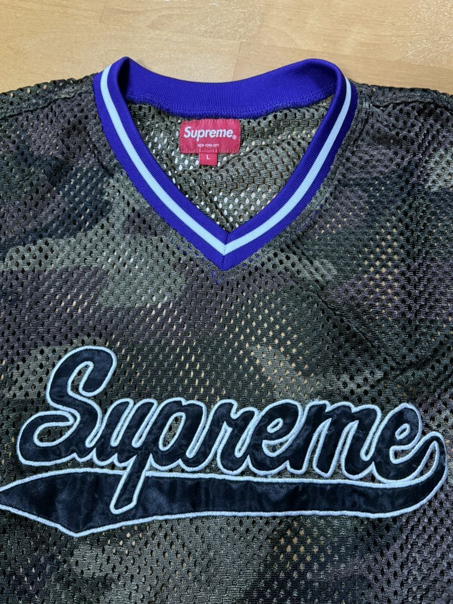 Supreme Mesh Baseball Top Woodland Camo ベースボールシャツ 迷彩柄_画像3