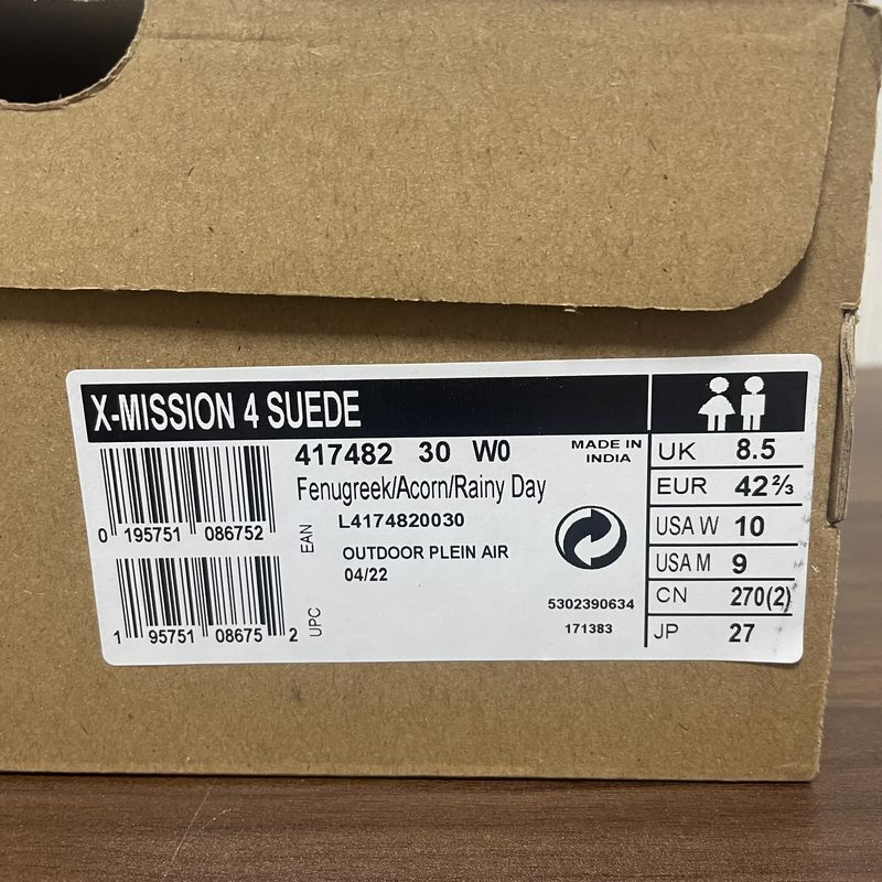 SALOMON X-MISSION 4 SUEDE US9 27cm FENUGREEK/ACORN/RAINY DAY サロモン スニーカー ブーツ トレイルランニング トレラン 登山_画像5