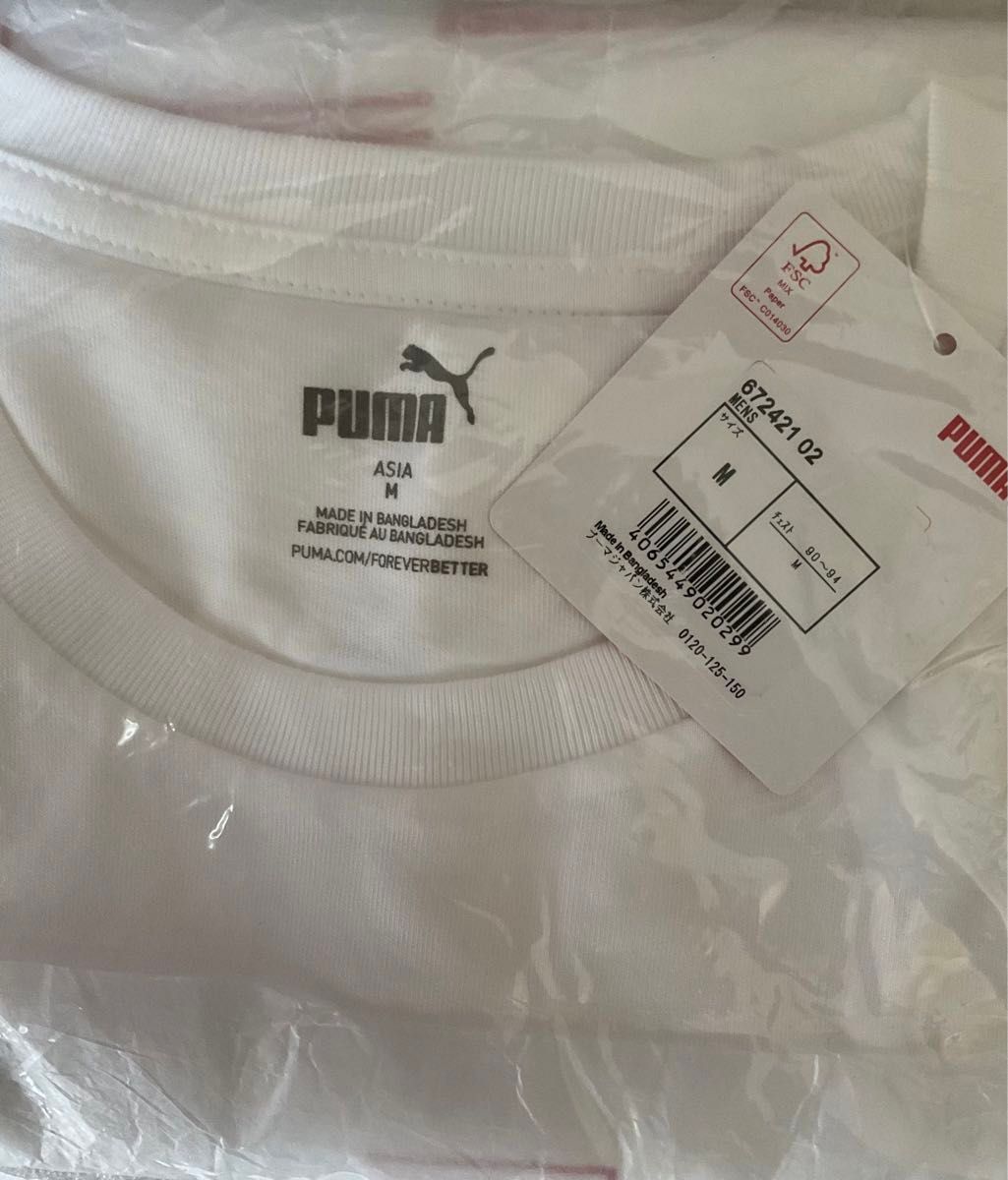 プーマ PUMA 新品 メンズ ビッグロゴ カジュアル コットン 半袖 Tシャツ 白 Mサイズ