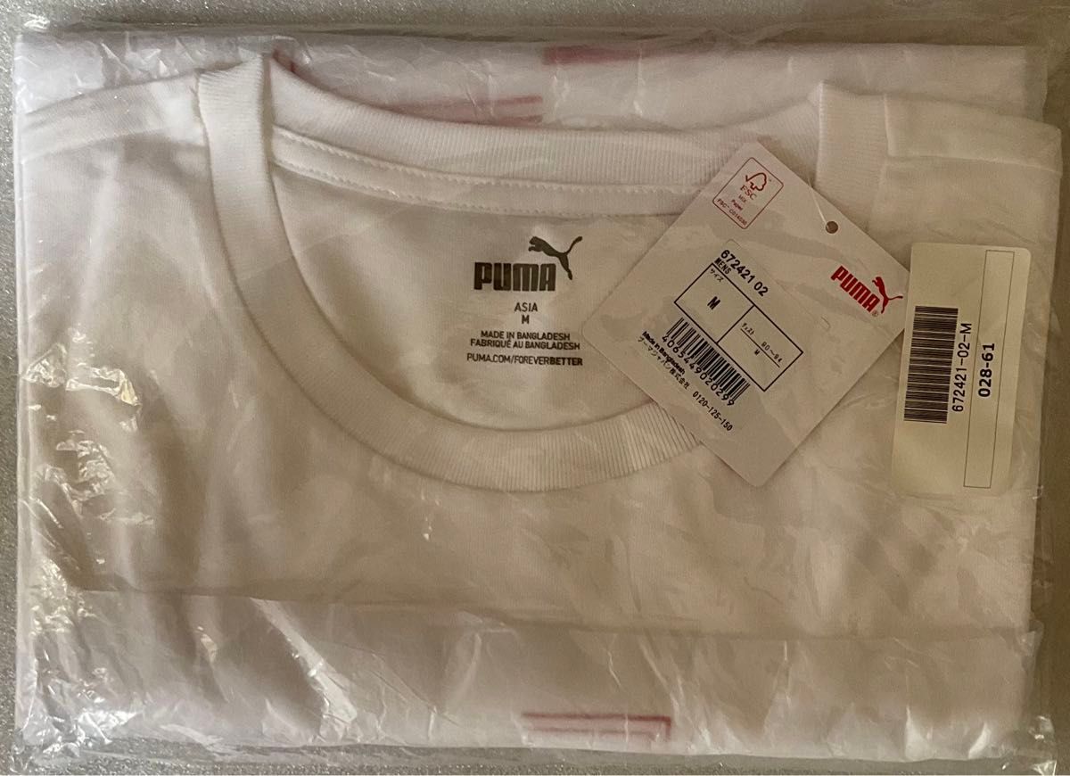 プーマ PUMA 新品 メンズ ビッグロゴ カジュアル コットン 半袖 Tシャツ 白 Mサイズ