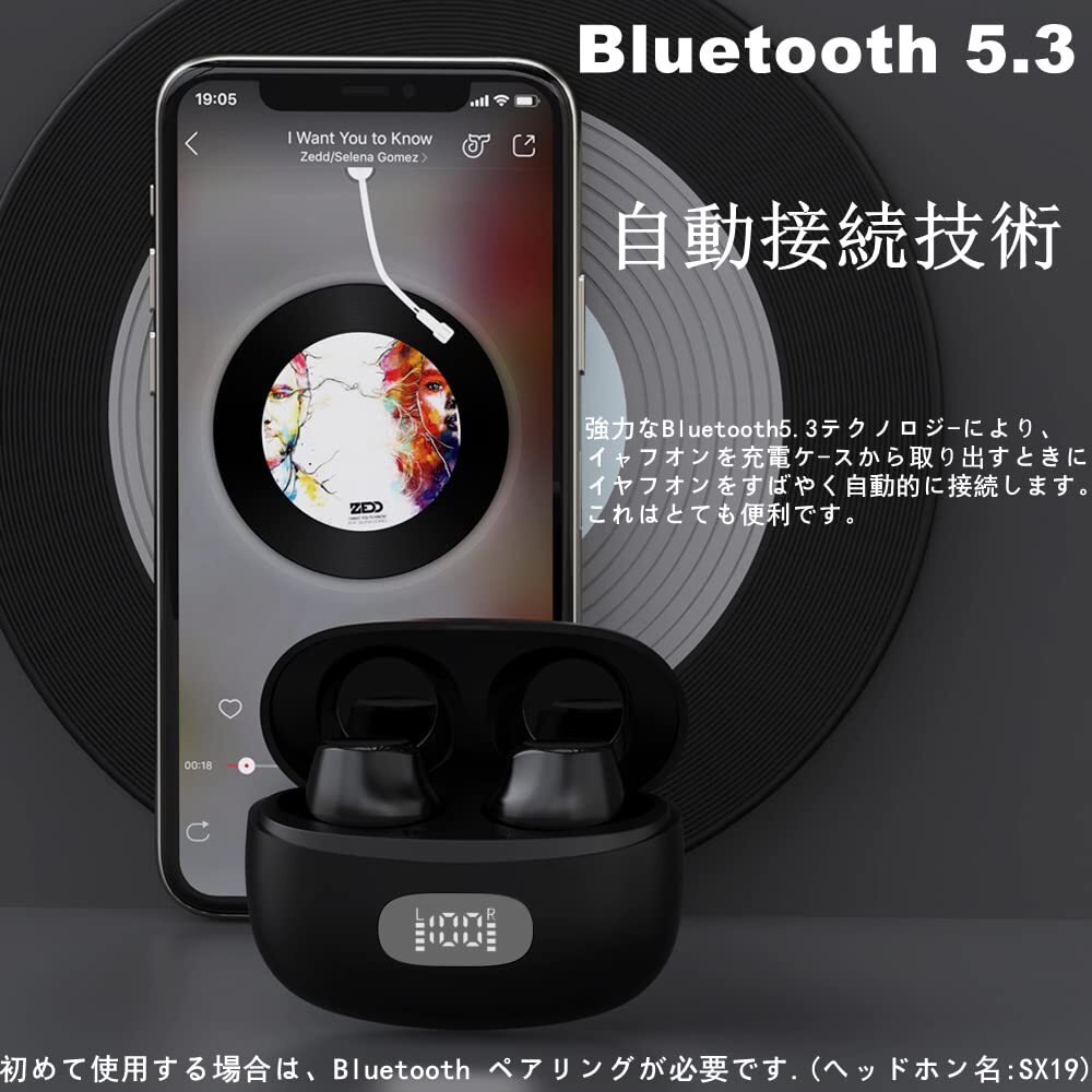 送料無料★Bluetooth イヤホン ワイヤレスイヤホン カルナ型 自動ペアリング マイク内蔵_画像2