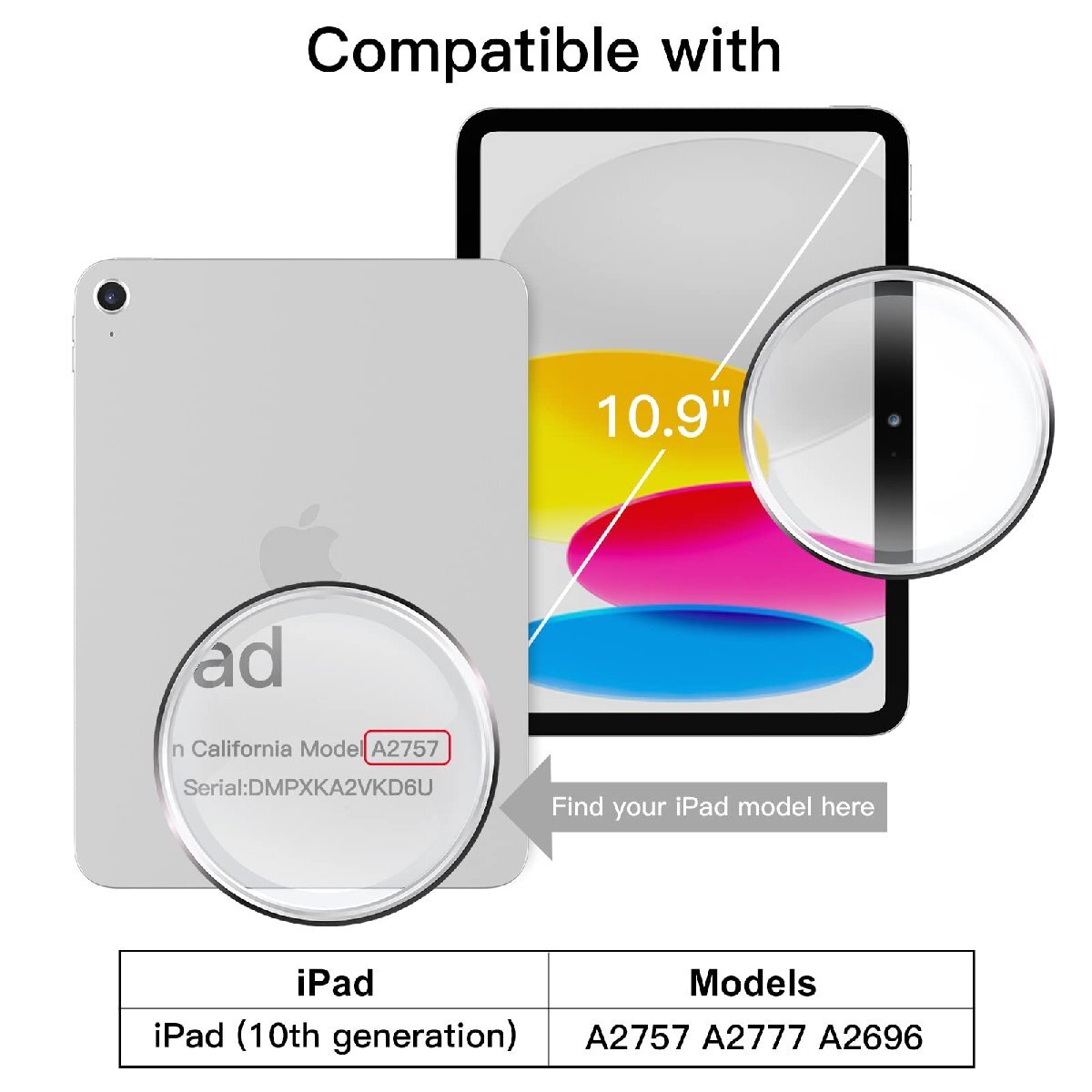 送料無料★JEDirect iPad 10 ケース 10.9インチ ウェイクアップ/オートスリープ機能付 (ホワイト)_画像2