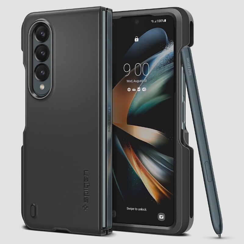 送料無料★Spigen Galaxy Z Fold 4 5gケース ペン収納 超薄型 超軽量 耐衝撃 ワイヤレス充電(ブラック)