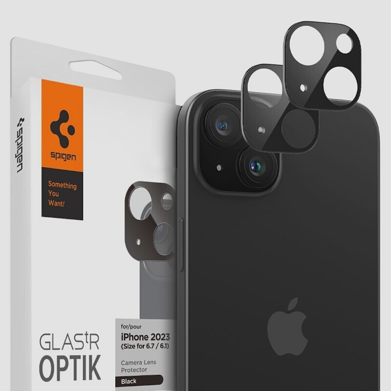 送料無料★Spigen Glas.tR Optik iPhone 15 カメラフィルム 保護 カメラ レンズ ブラック 2枚入_画像1