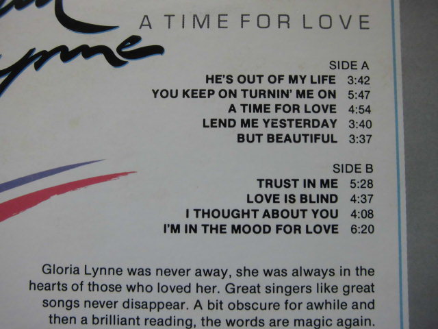 Gloria Lynne / A Time For Love / MUSE MR-5381 / Rhythm & Blues, Soul-Jazz, Jazz, Blues, 1989 / ＣＤ-ＬＰ５点以上で送料無料_画像3