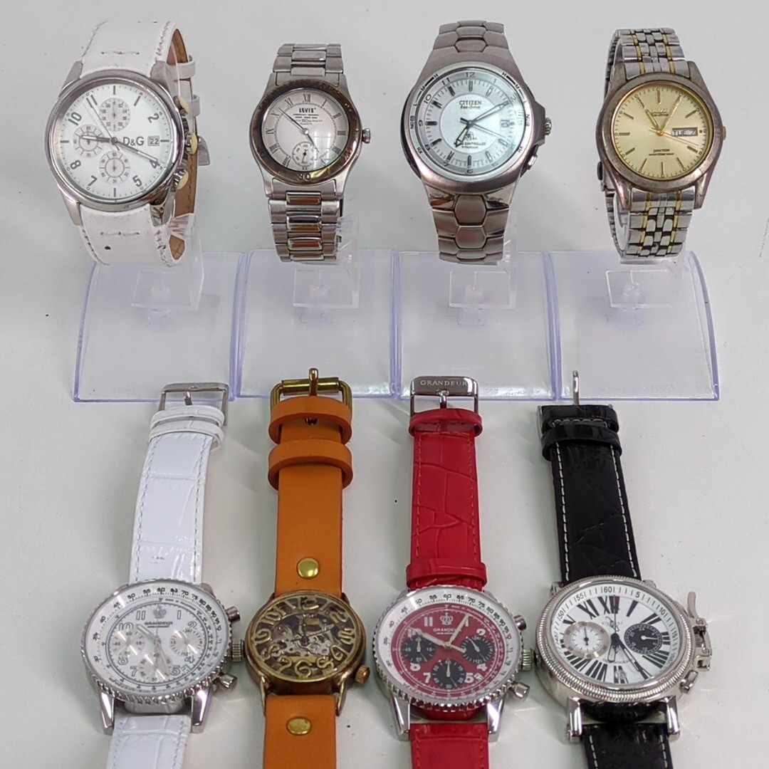 ブランド腕時計8点まとめて 手巻き CITIZEN Eco-Drive/GRANDEUR/COGU/LEVI'S/D＆G ※ベルト部分に劣化ありの画像1