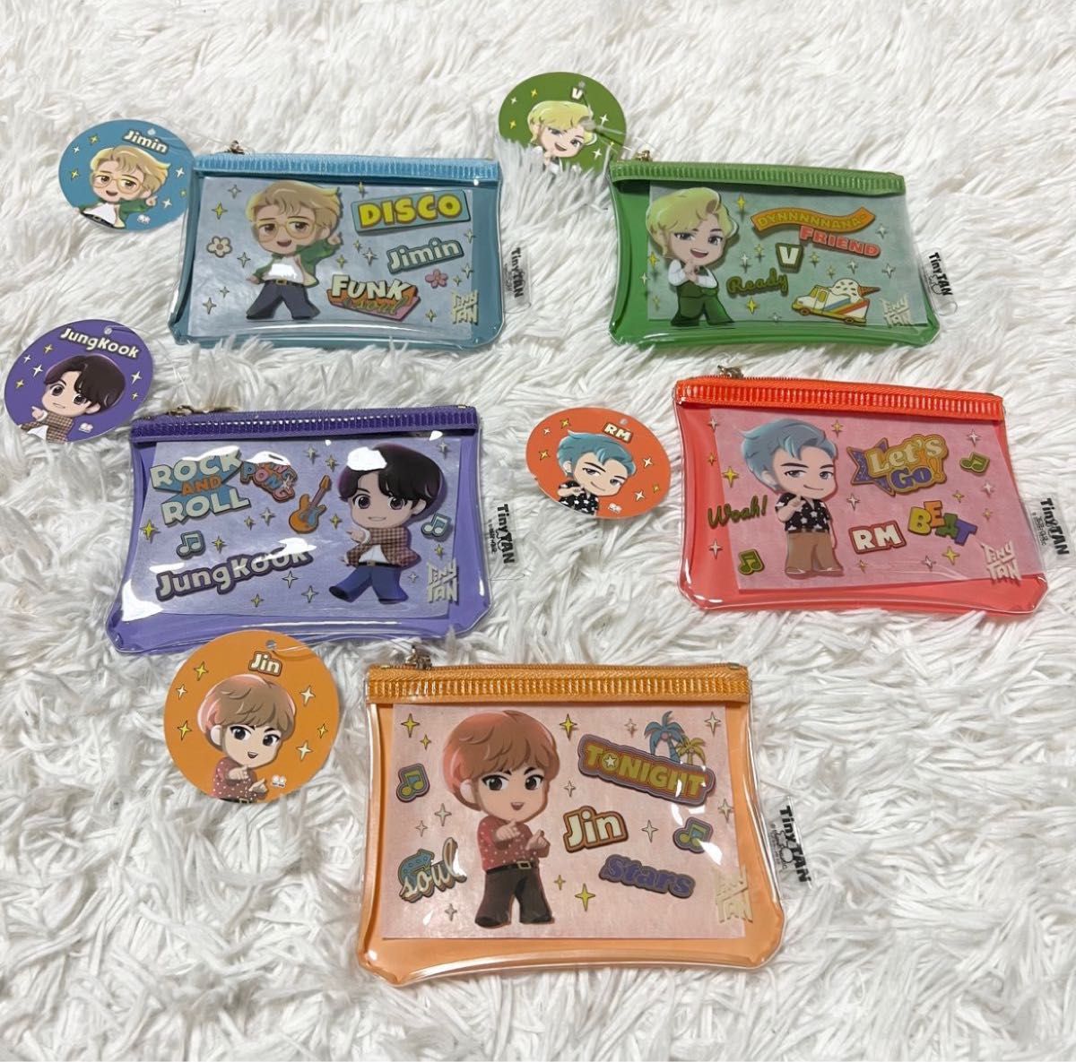 【新品】Tiny TAN ビニールポーチ　5個セット　V、RM、jin、JungKook、Jimin タイニータン　BTS