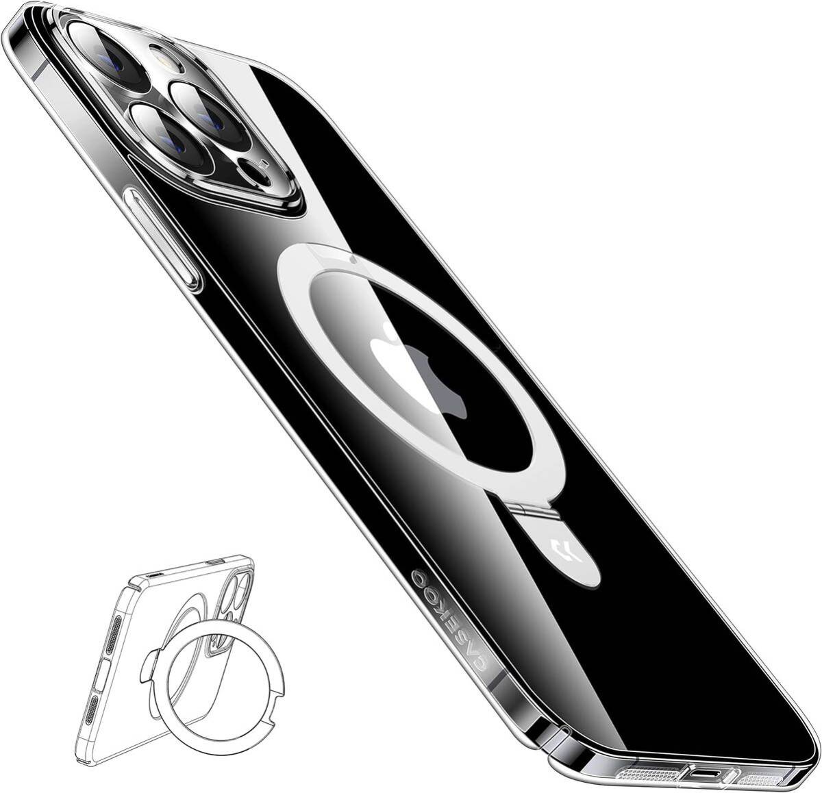 iPhoneケース iPhone 14 Pro Max ケース カバー Magsafe対応 隠し収納式 スタンド クリア 薄型 スリム 全面保護 ワイヤレス充電対応_画像4