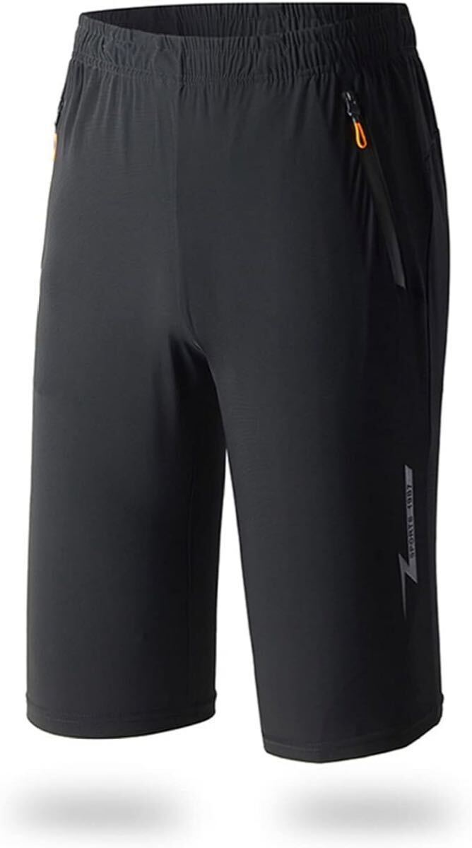 ハーフパンツ スポーツウェア トレーニングウェア 半ズボン スポーツ パンツ メンズ 薄手 速乾 軽量 ブラック sizeM